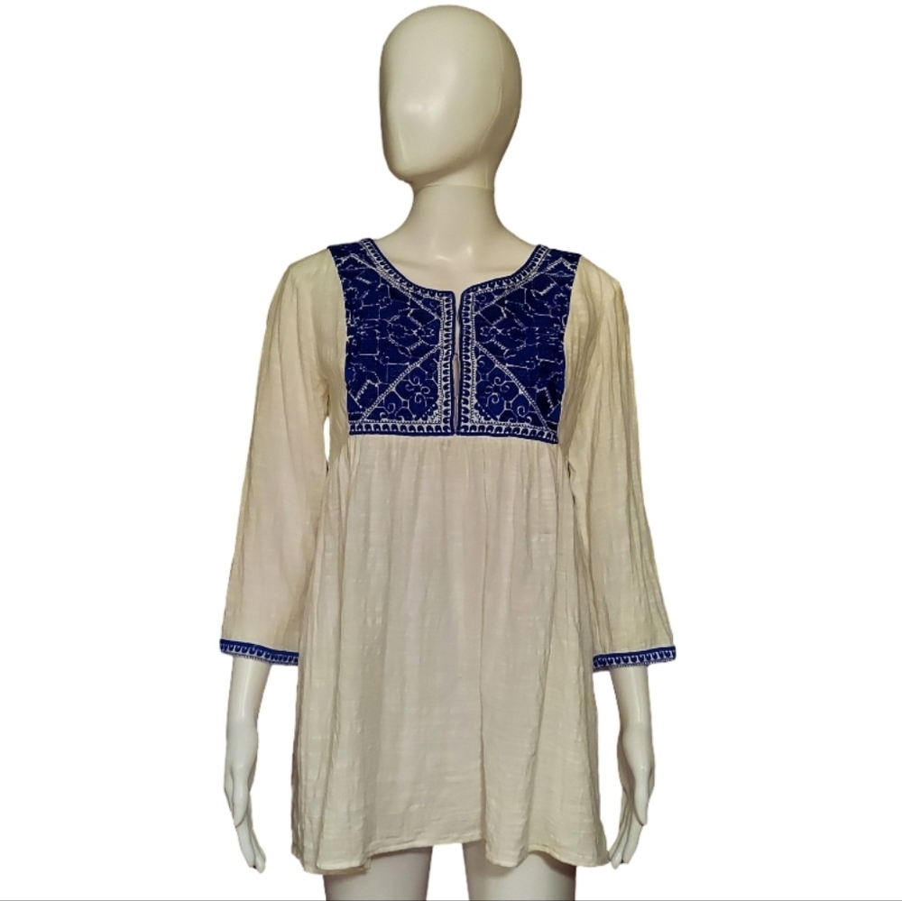 Zara Woman Embroidered Cotton Boho Tunic